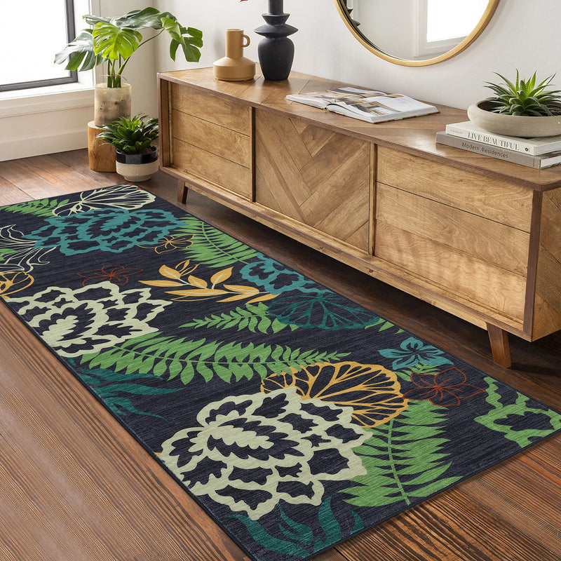 2x6ft Modern Floral Kitchen, Hallway Rug