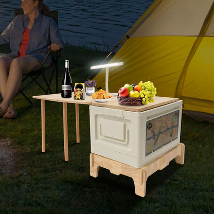 Outdoor Camping Storage Box and Folding Table with Light