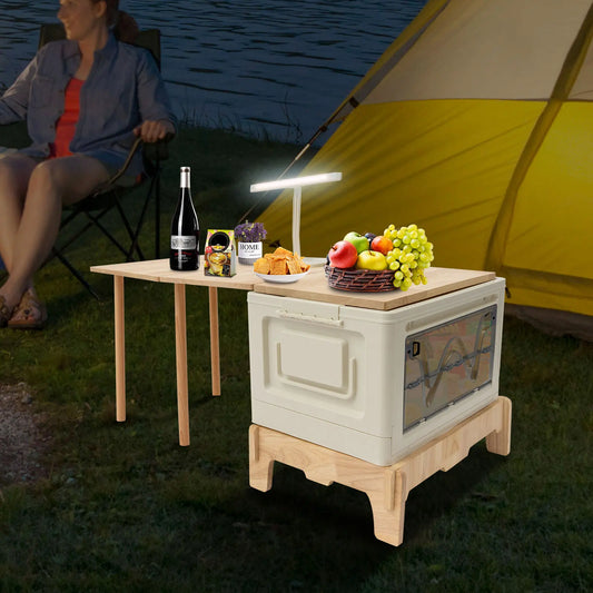 Outdoor Camping Storage Box and Folding Table with Light