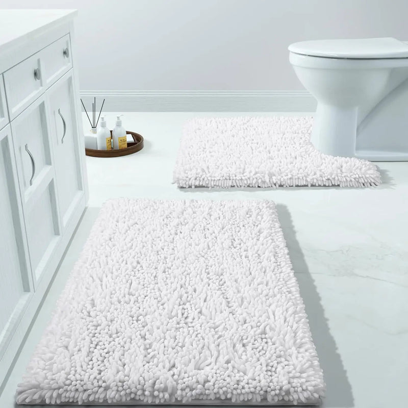 Luxury Shaggy Extra Thick Bathroom Rugs - 2 Piece Set