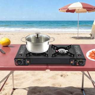 Portable Camping 2 Burner Stove with Storage Case