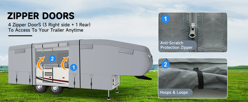Heavy Duty 5th Wheel RV Cover - Upgraded 7 Layer Top