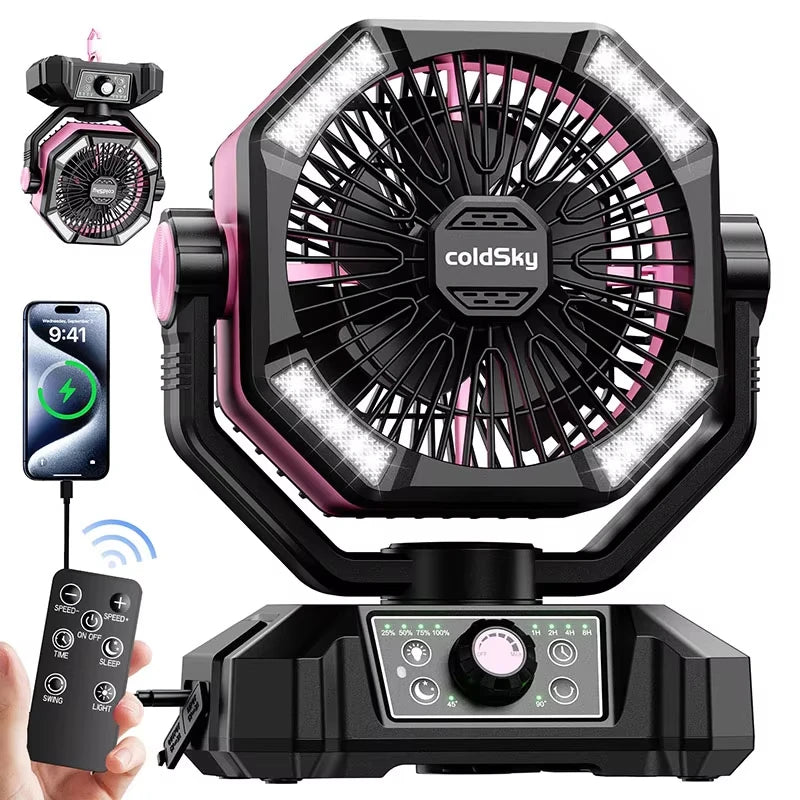 Portable Camping Fan with LED Lantern