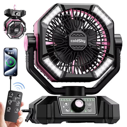 Portable Camping Fan with LED Lantern
