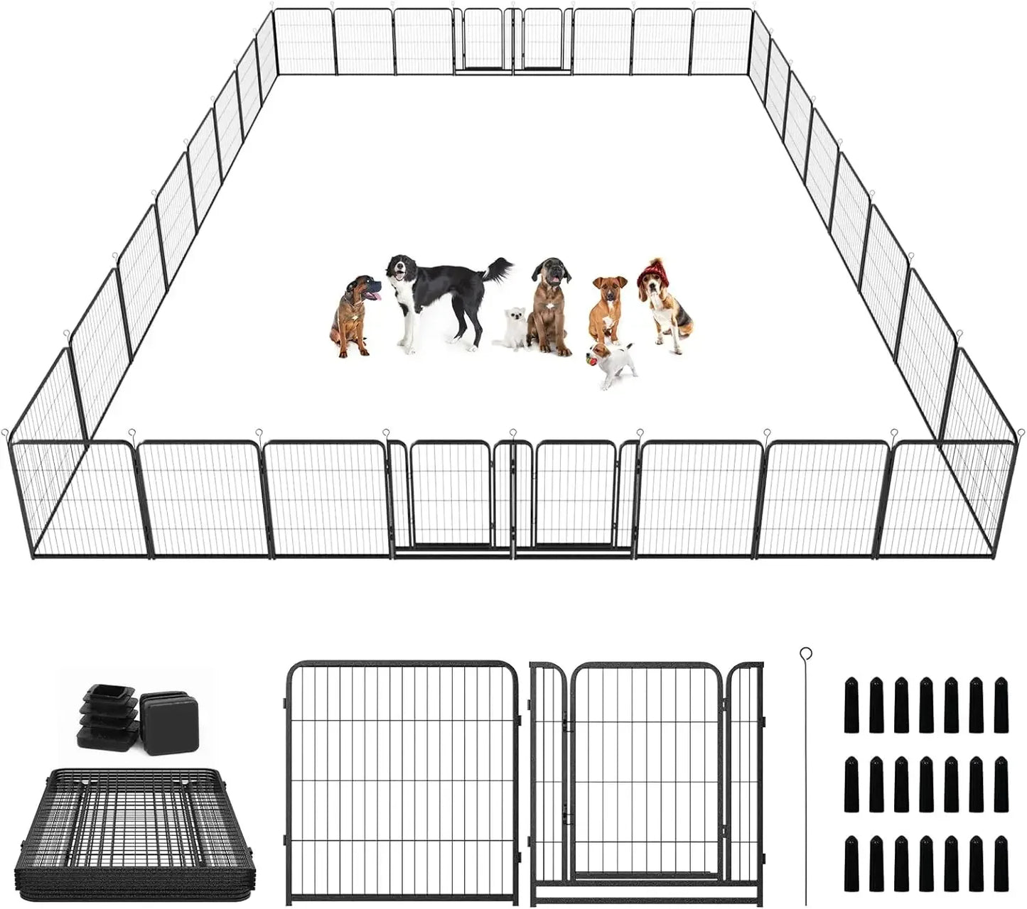 Dog Playpen Outdoor Extra Wide 40" High Rust Resistant Portable RV Campground with Gates, Total 84 Feet, 561 Square Feet