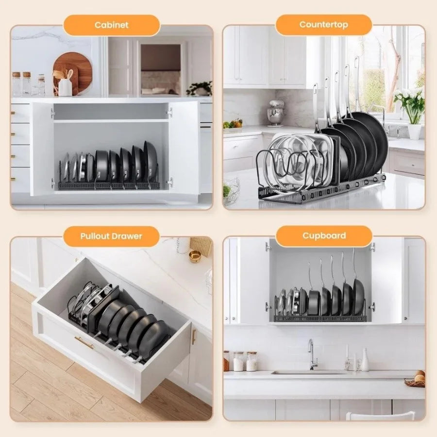 2 Pack Expandable Pot Lid Rack Organizer