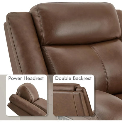 Genuine Leather RV Power Recliner, Wall Hugger, Charging Ports