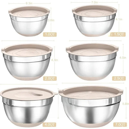 26PCS Stainless Steel Mixing Bowls with Airtight Lids