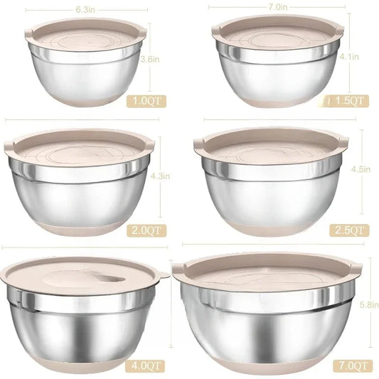 26PCS Stainless Steel Mixing Bowls with Airtight Lids