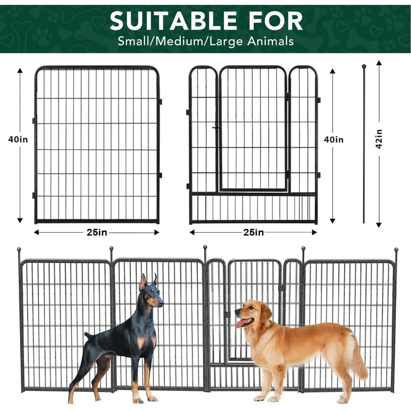Metal Dog Fence with 2 Gates,16 Panels and 40" High