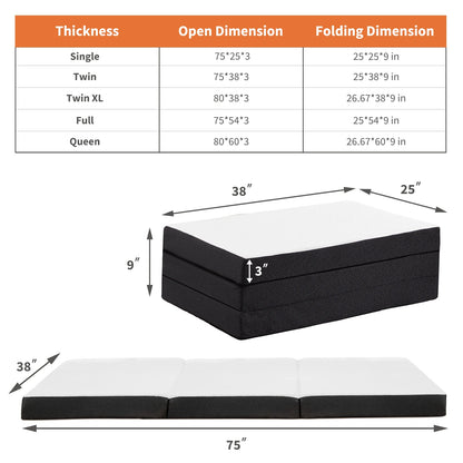 Three-Fold Portable Floor Bed