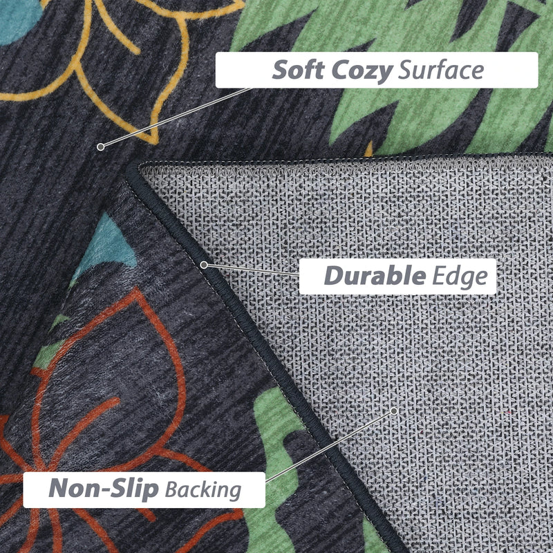 2x6ft Modern Floral Kitchen, Hallway Rug