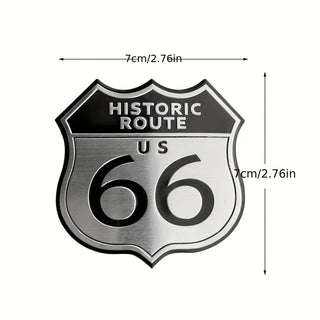 Historic Route US 66, Aluminum 3D Sticker