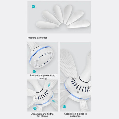 USB Ceiling Fan 6-blade Silent 4-speed with Remote
