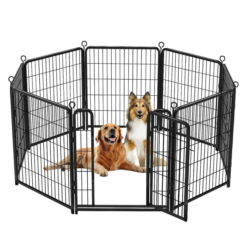 Metal Dog Fence with Wide Door, 40"Height 8/16 Panels