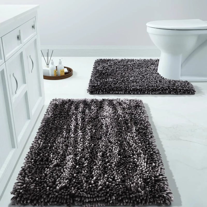 Luxury Shaggy Extra Thick Bathroom Rugs - 2 Piece Set