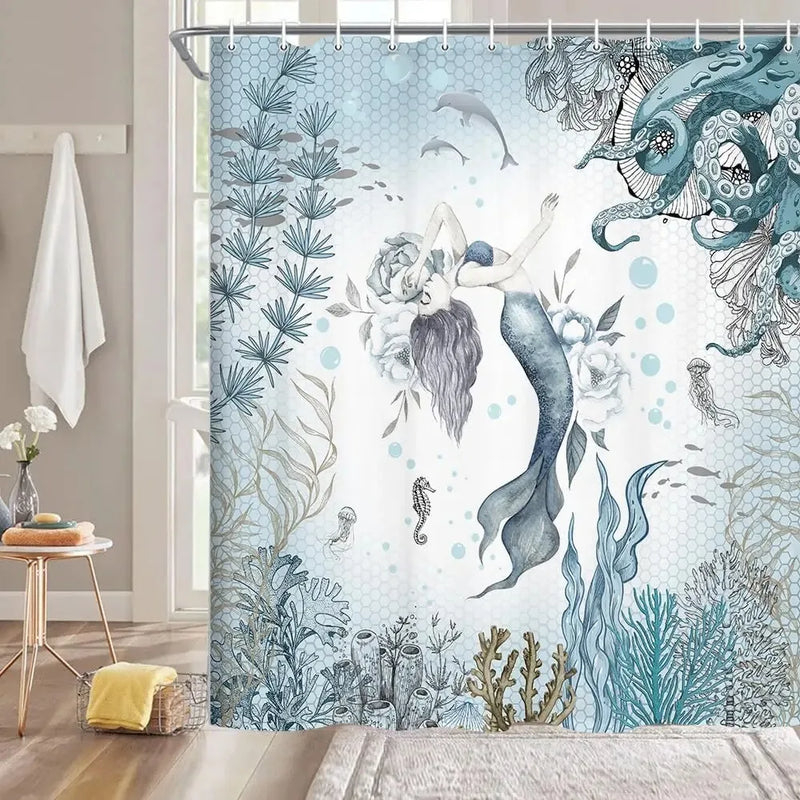 Nautical Blue Sea Shower Curtain