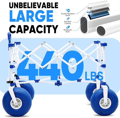 Heavy Duty Beach Wagon with 9" Big Sand-Proof Wheels