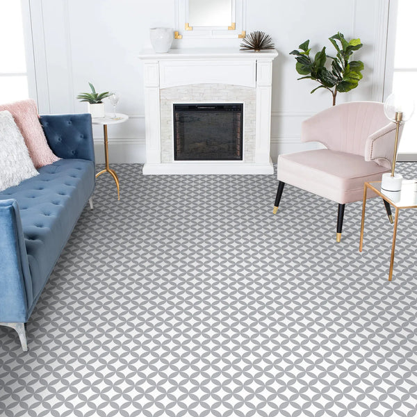 Grey Peel & Stick Waterproof Vinyl Floor Tiles