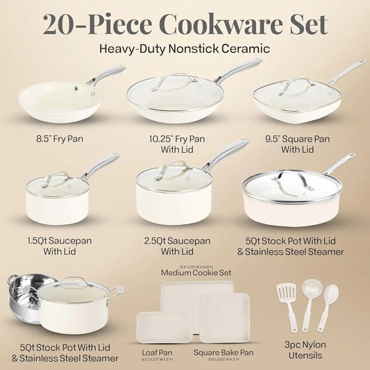 20 Pcs Nonstick Pots and Pans
