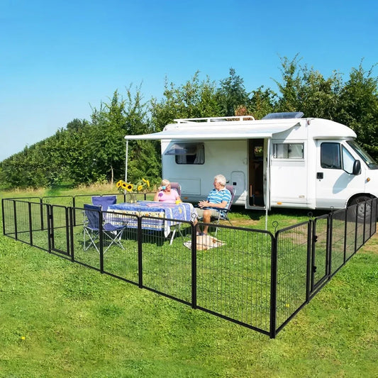Dog Playpen Outdoor Extra Wide 40" High Rust Resistant Portable RV Campground with Gates, Total 84 Feet, 561 Square Feet