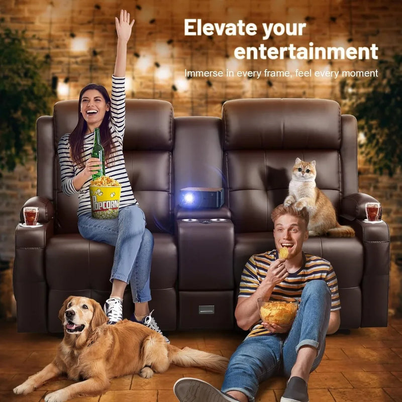 Massage Reclining Loveseat Sofa with Storage Console, Wall Hugger