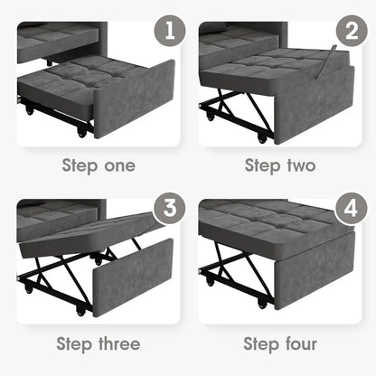 3-in-1 Velvet Sofa Bed with Wing Table and USB Ports (6 colors)