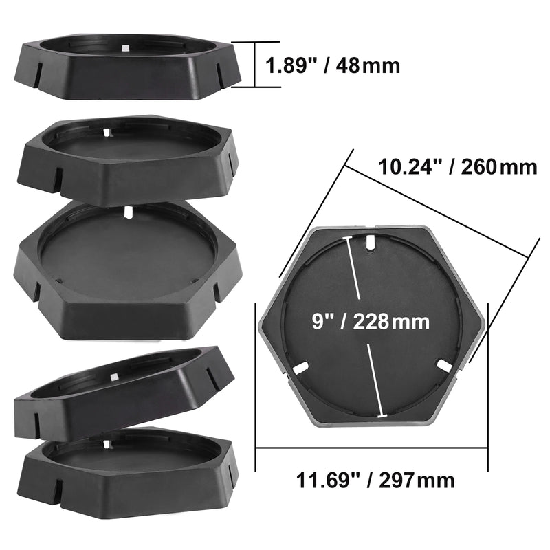 RV Rubber Leveling Pads - Landing Feet Permanently Attached to Jack Stabilizers