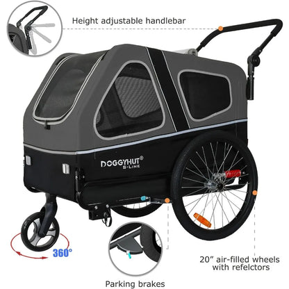 XL Pet Bike Trailer & Stroller for Dogs Up to 100 lbs