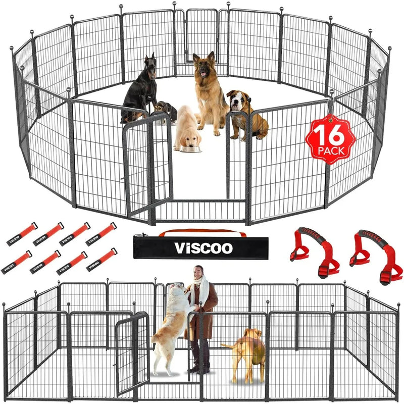 Metal Dog Fence with 2 Gates,16 Panels and 40" High