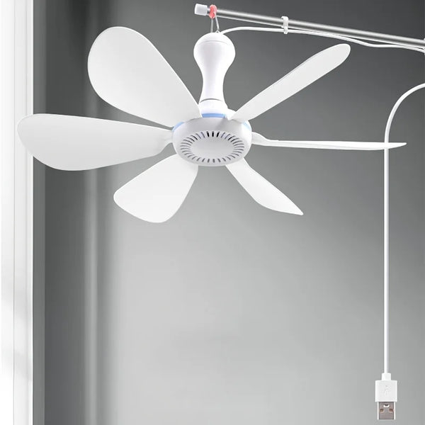 6-Blade Quiet USB Ceiling Fan (With or Without Remote)