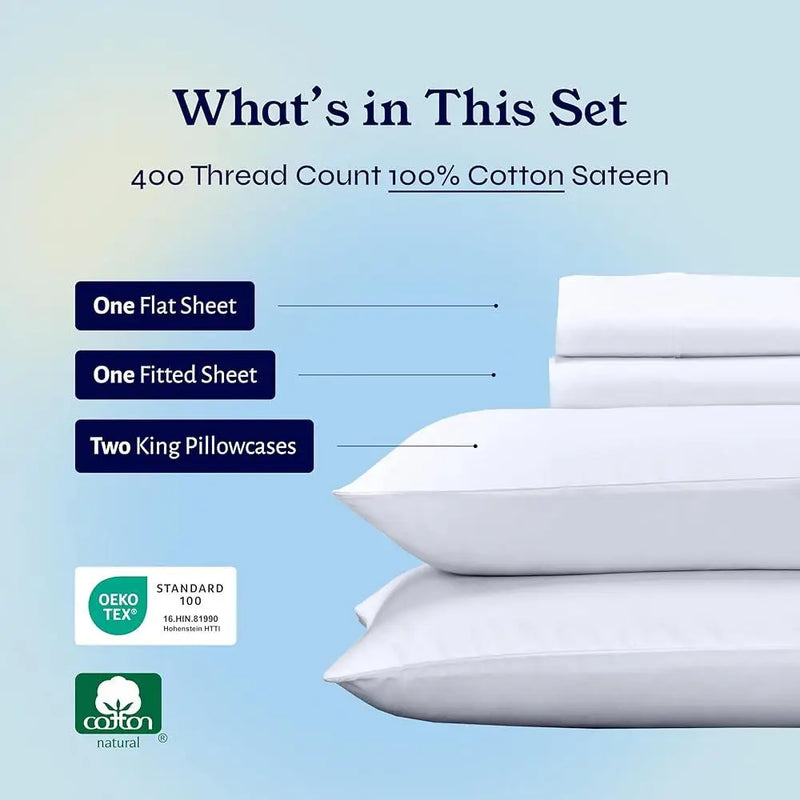 King Size Bed Sheets 400 Thread Count, Deep Pocket