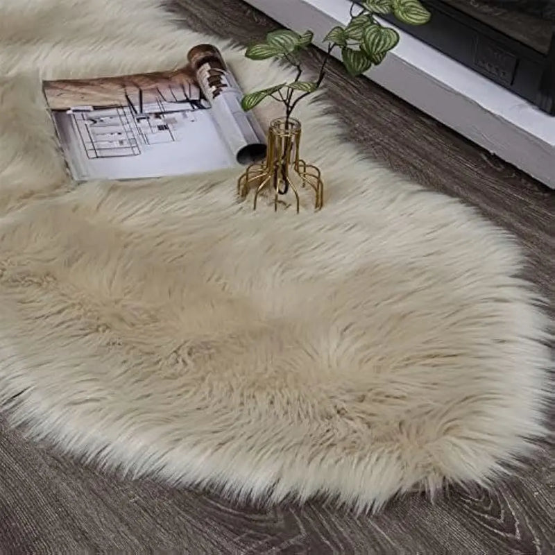 Ultra Soft Beige Faux Sheepskin Area Rug 2 X 6 Ft