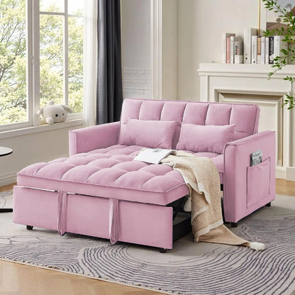 Corduroy Fabric Loveseat Sleeper Sofa with Adjustable Backrest