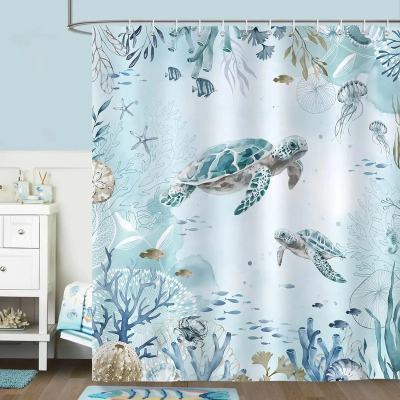 Nautical Blue Sea Shower Curtain