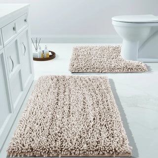 Luxury Shaggy Extra Thick Bathroom Rugs - 2 Piece Set