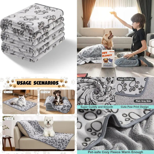 3 Pcs Soft Dog Blankets - 24x16 Inches