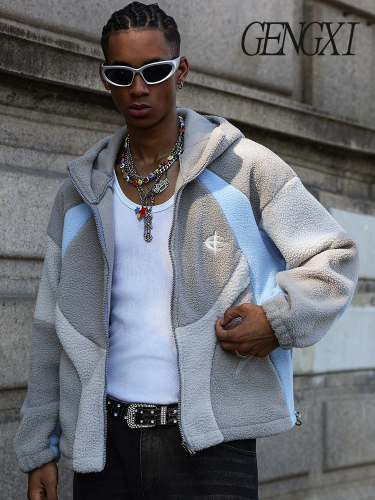 New Autumn/Winter Men's Fleece-Lined Hooded Jacket