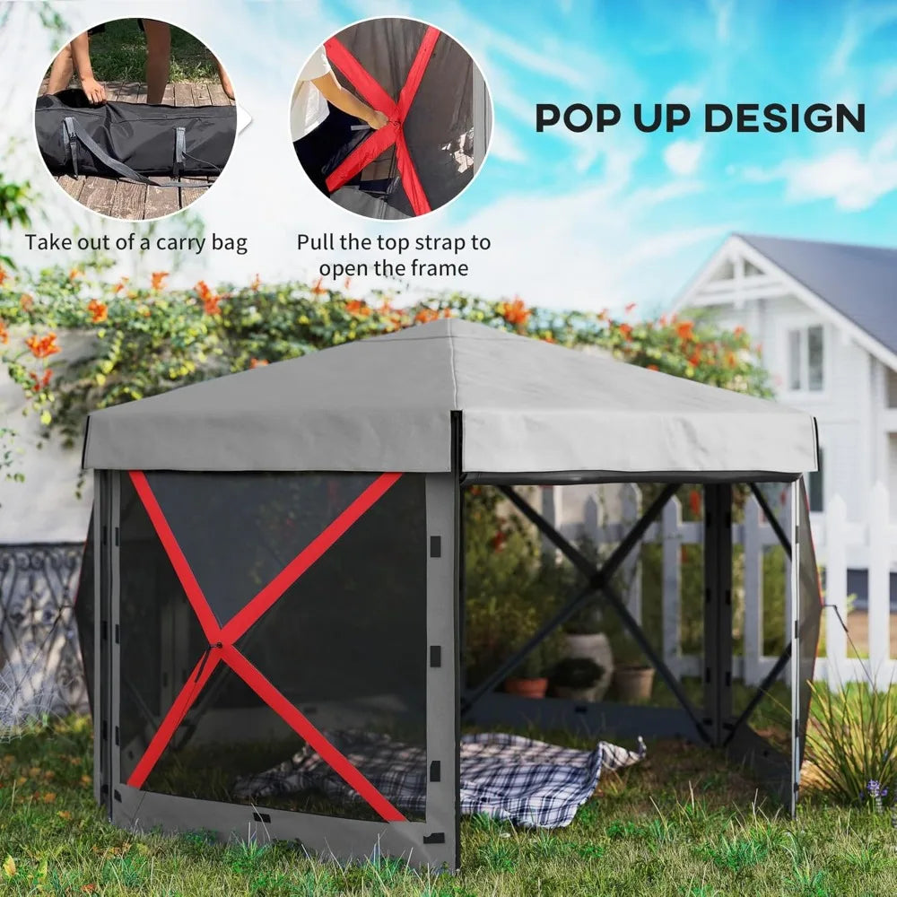 12' x 12' Hexagonal Pop-Up Gazebo Tent