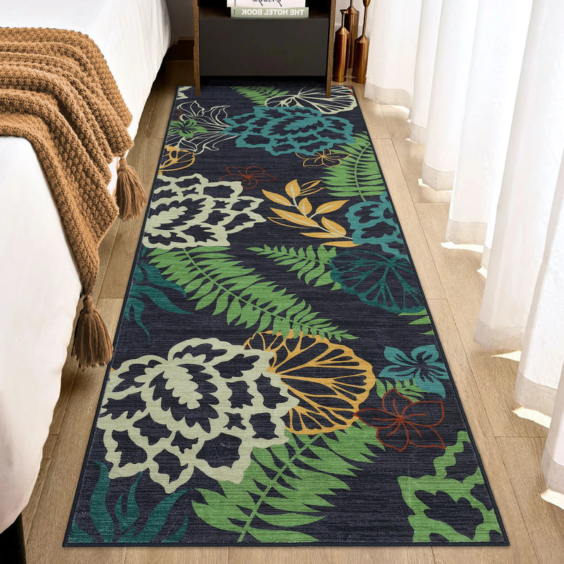 2x6ft Modern Floral Kitchen, Hallway Rug