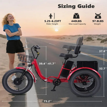 48V500W Electric Folding Tricycle for Adults