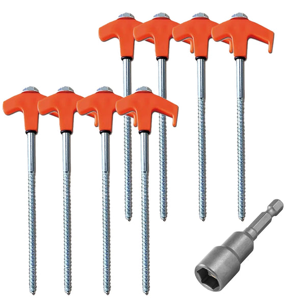 8Pcs Screw in Tent Stakes with Hex Socket