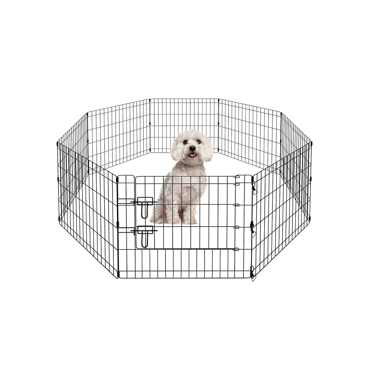 Sturdy Black Octagonal Metal Dog Playpen - 8 Panels ea. 
24" x 24" Panels to run along bottom of RV for no escape!