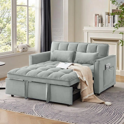 Corduroy Fabric Loveseat Sleeper Sofa with Adjustable Backrest
