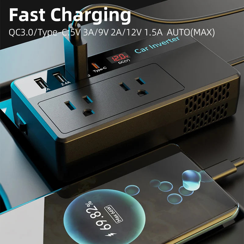 200W Car Inverter DC 12V To 110V AC