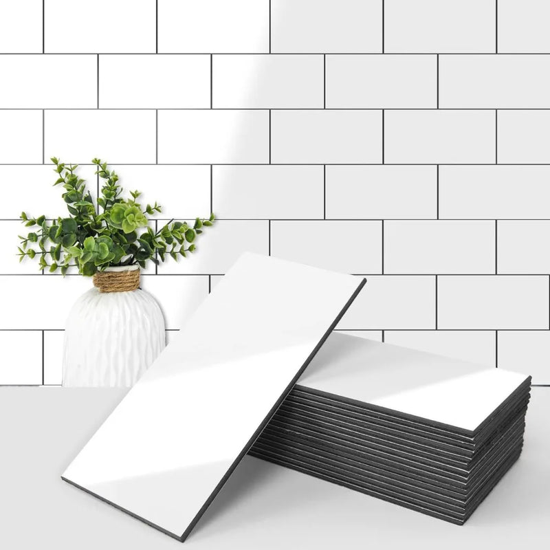 102 Piece Peel and Stick Subway Tile for Kitchen Backsplash - Glossy White