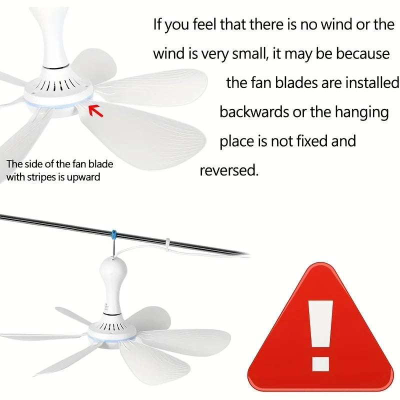 6-Blade Quiet USB Ceiling Fan (With or Without Remote)