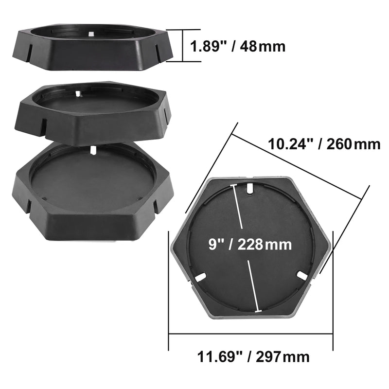 RV Rubber Leveling Pads - Landing Feet Permanently Attached to Jack Stabilizers