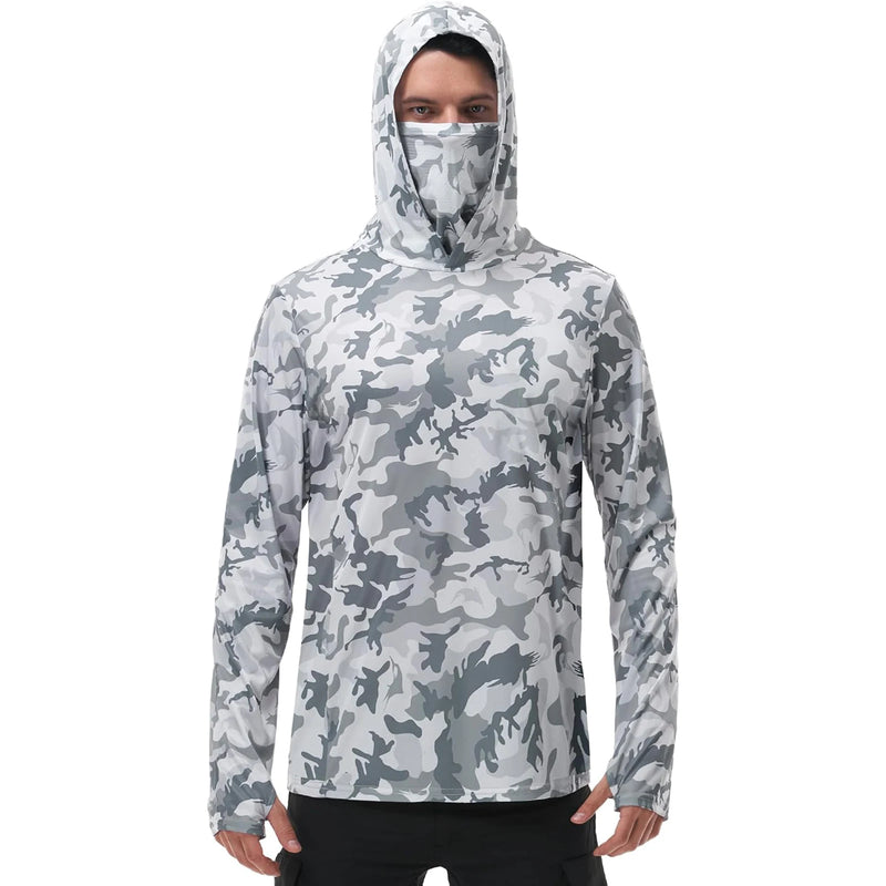 Shirt Camo Print Hoodie with Built-in Face Mask