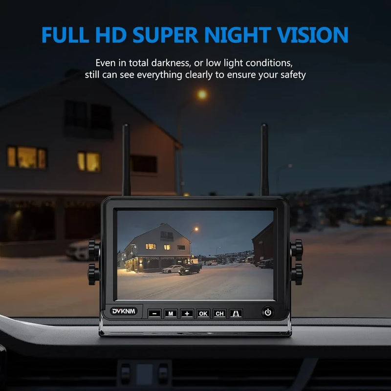 HD1080P 7" IPS Monitor with 2 Magnetic Solar Backup Camera's (Wireless)